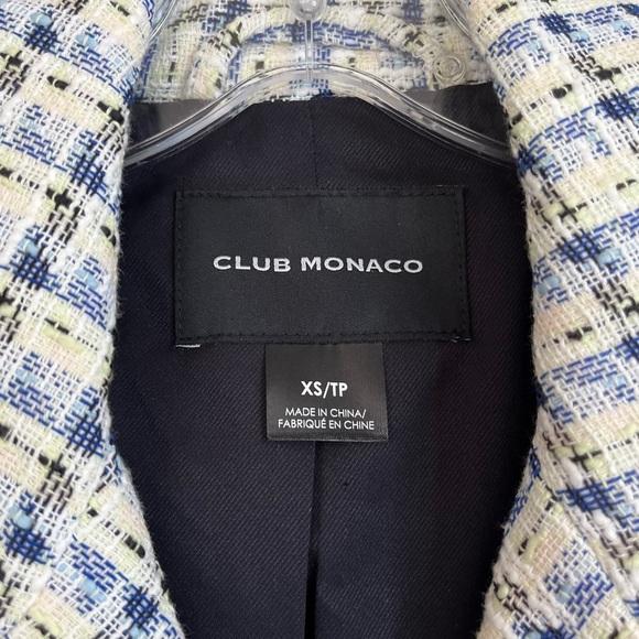 💟 CLUB MONACO Textured Cutaway Crop Single-breasted Blazer Size XS Multi - Picture 6 of 16
